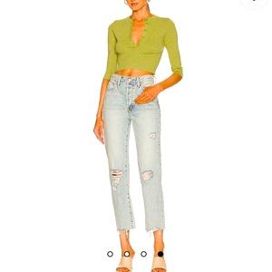 Pistola Charlie high rise ripped straight jeans